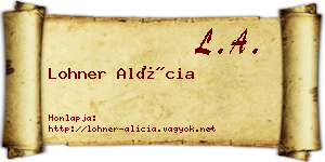 Lohner Alícia névjegykártya